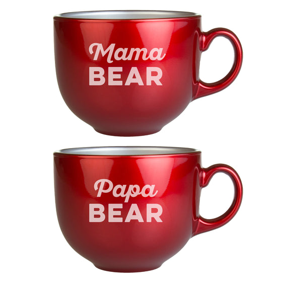Mama Bear Papa Bear Metallic Red Jumbo Coffee Mugs ~ Premier Home & Gifts