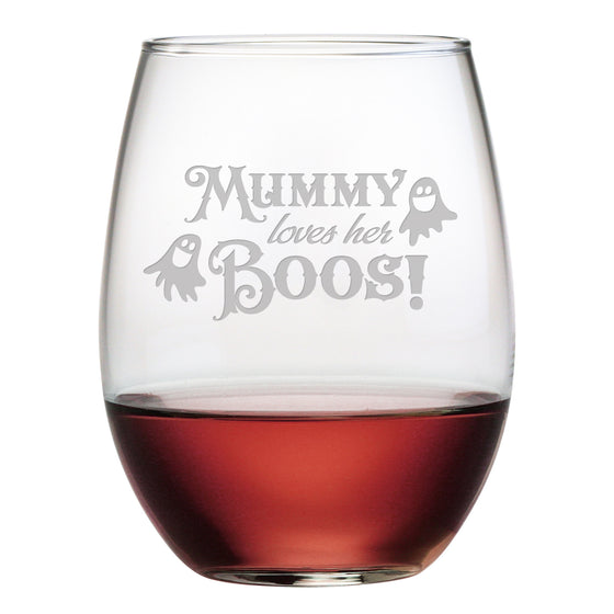 Mummy Loves Her Boos Stemless Wine Glasses - Set of 4 | Premier Home & Gifts