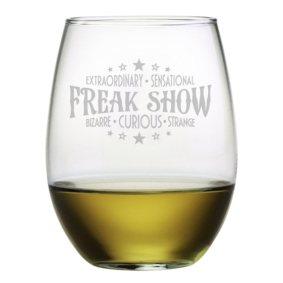 Freak Show Stemless Wine Glasses - Set of 4 | Premier Home & Gifts