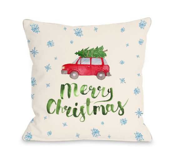 Merry Christmas Car Tree Throw Pillow - Christmas Decor - Premier Home & Gifts