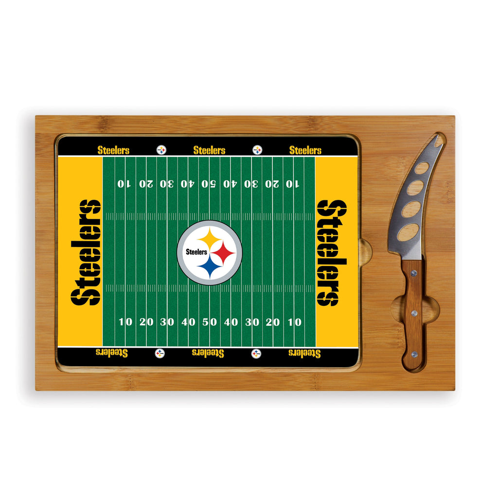 NFL Glass and Wood Cheese Board - Pittsburgh Steelers