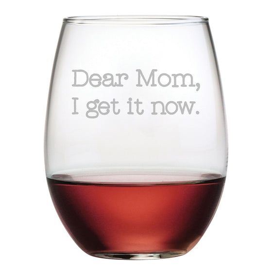 Dear Mom Stemless Wine Glasses