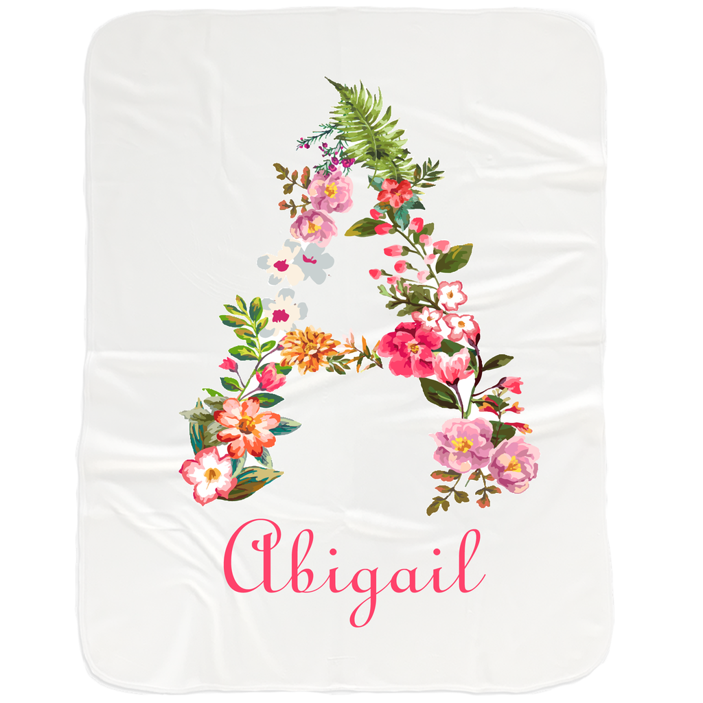 Floral Letter Baby Blanket - Baby Shower Gifts for Girls