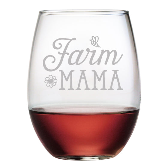 Farm Mama Stemless Wine Glasses