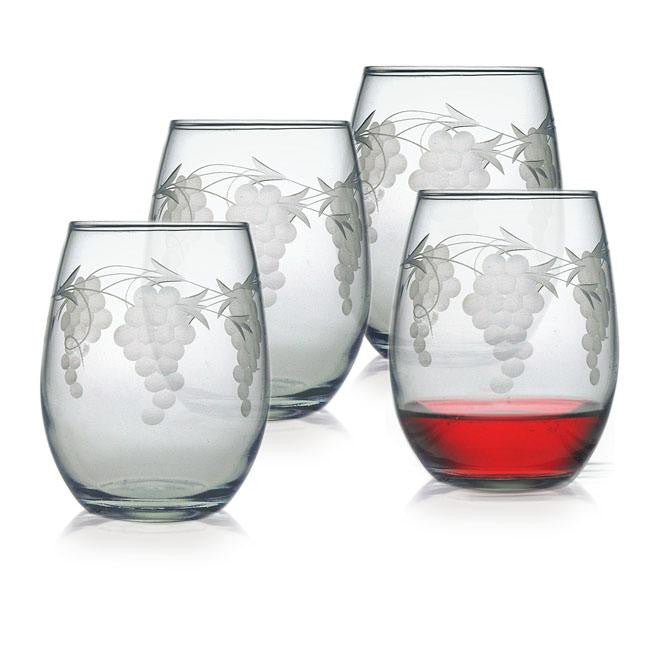 Sonoma Grape Stemless Wine Glasses ~ Set of 4