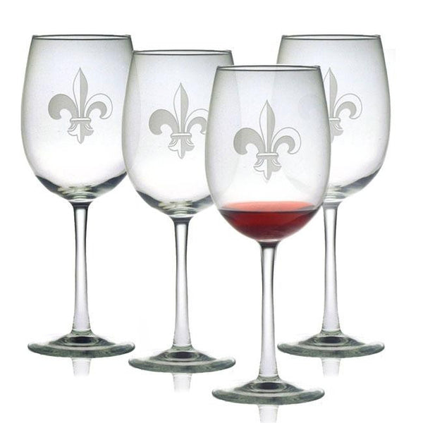 Fleur de Lis Design Wine Glasses