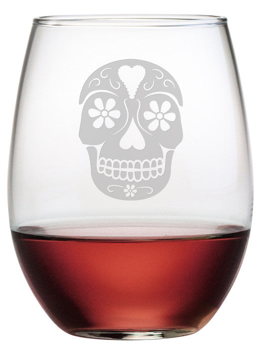 Day of the Dead Stemless Wine Glasses