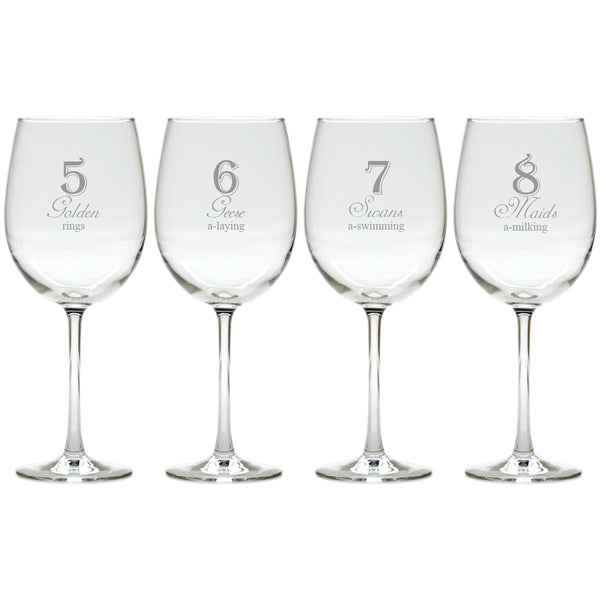 Set of 8 Holiday Wine Glasses, Christmas Wine Glass, Snowflake