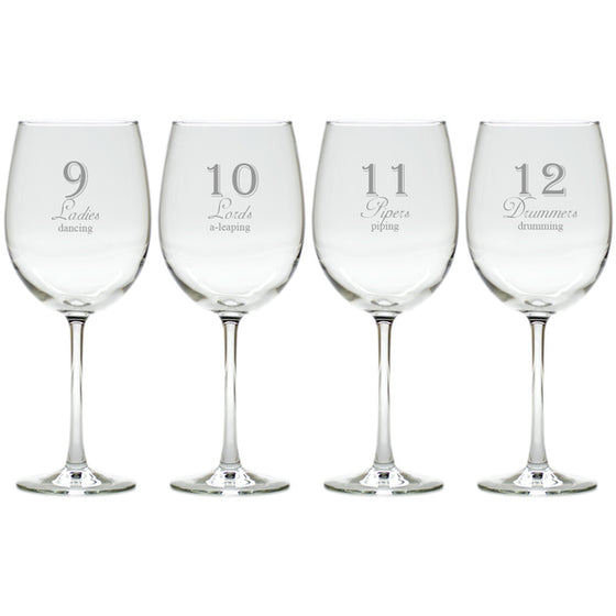 12 Days of Christmas Wine Glasses