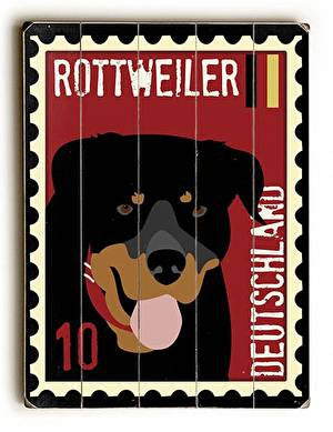 Rottweiler Postage Stamp Wood Sign
