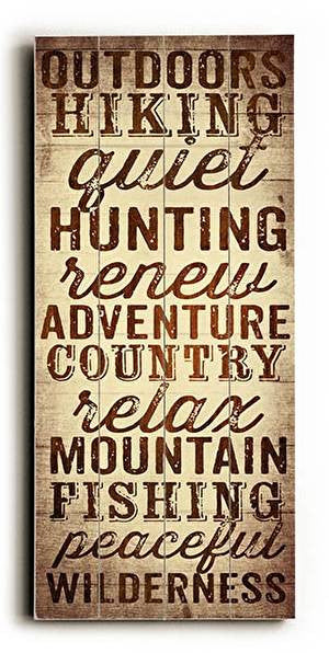 Outdoors & Hiking Wood Sign