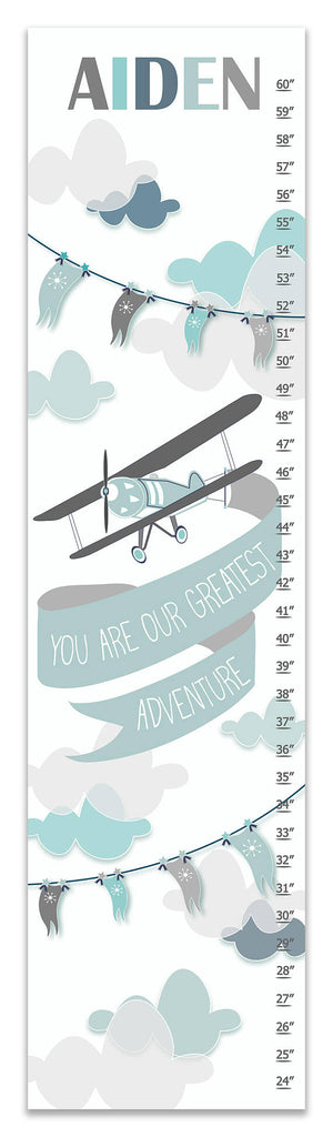 Airplane Adventure Personalized Growth Chart - Baby Boy Gifts - Gifts for Nursery