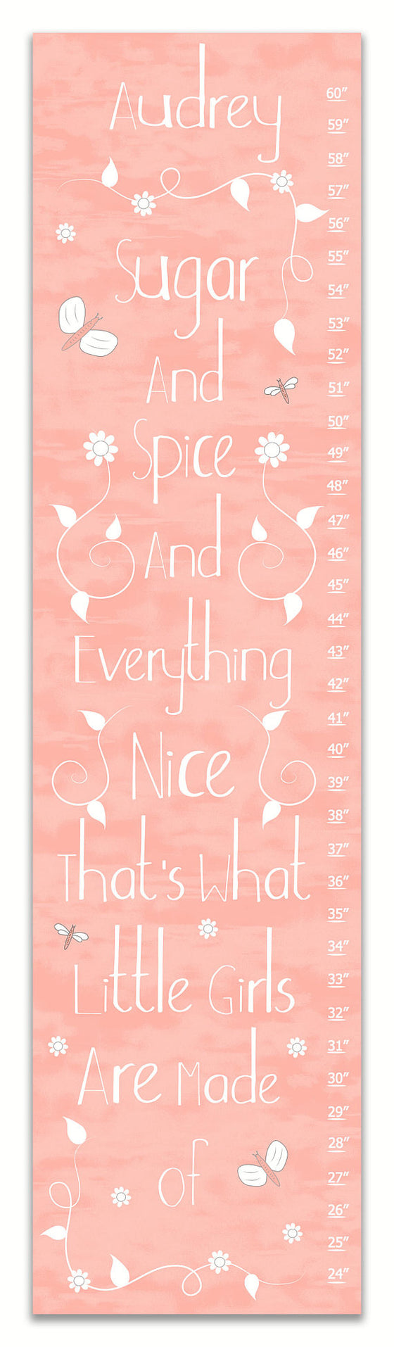 Sugar and Spice Pink Personalized Growth Chart - Nursery Decor