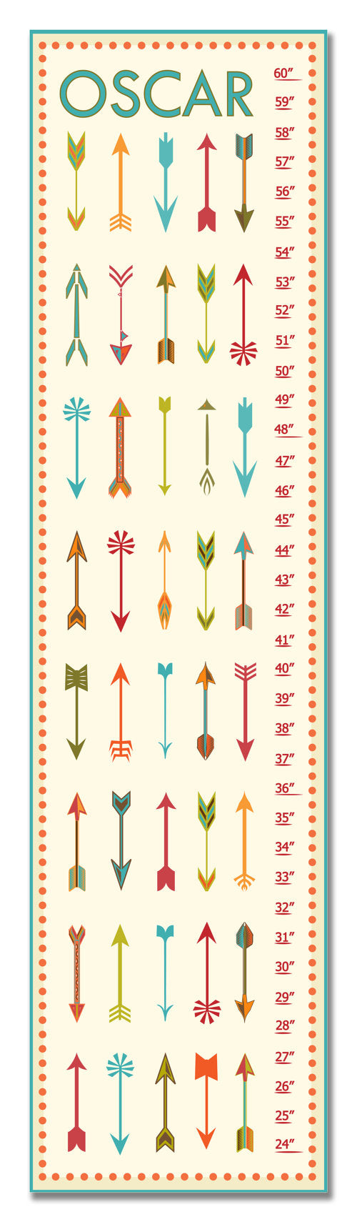 Arrows Personalized Growth Chart - Teal - Nursery Decor
