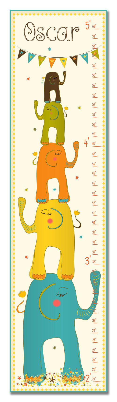 Stacked Elephants Personalized Growth Chart
