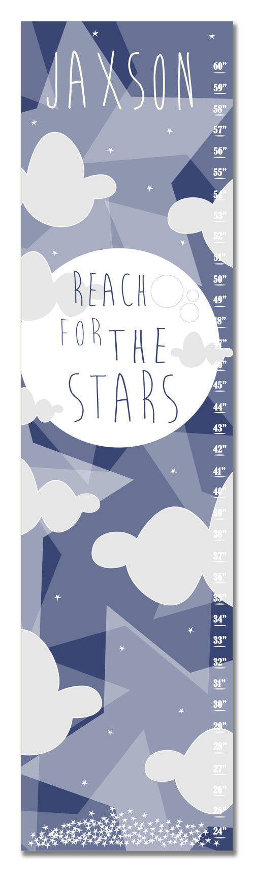 Reach for the Stars Personalized Growth Chart - Blue - Nursery Decor