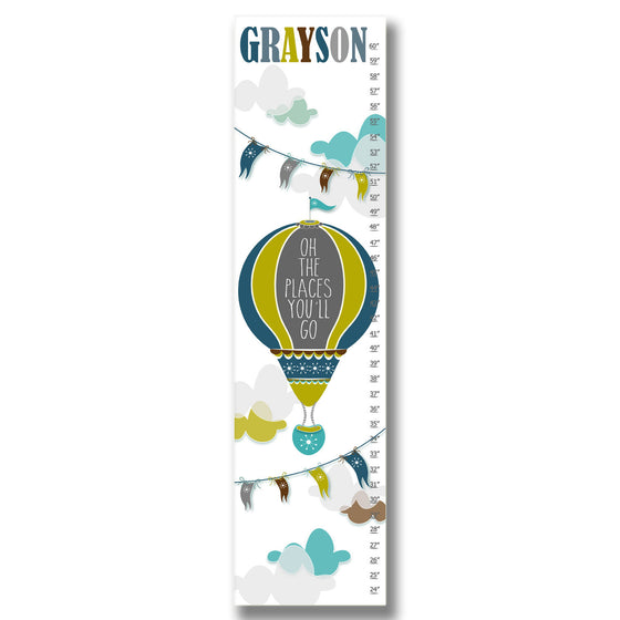 Hot Air Balloon Personalized Growth Chart - Blue | Premier Home & Gifts