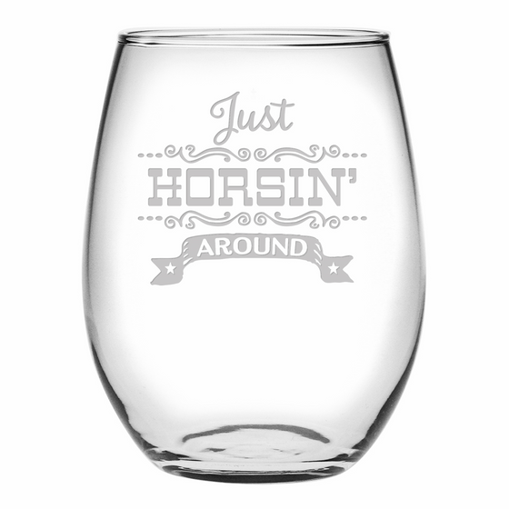 Just Horsin' Around Stemless Wine Glasses