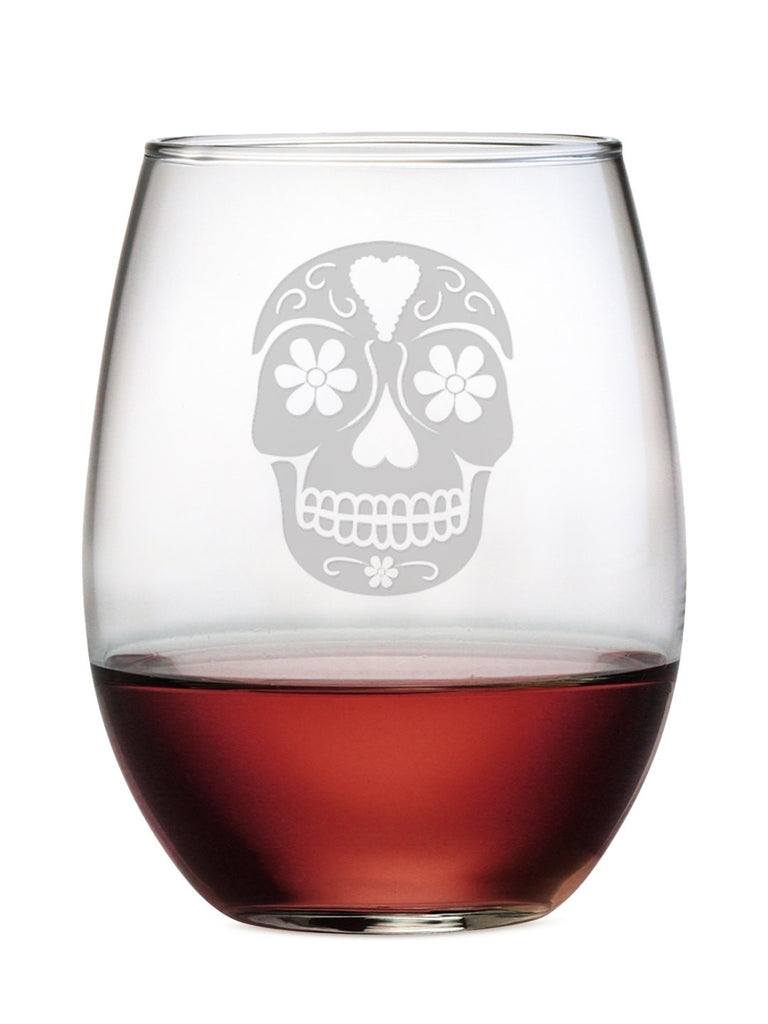 Day of the Dead Stemless Wine Glasses ~ Set of 4
