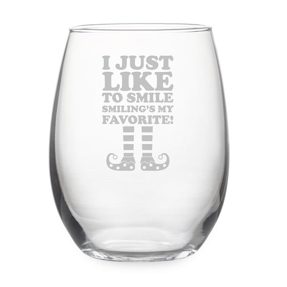 Smiling's My Favorite Stemless Wine Glasses ~ Set of 4
