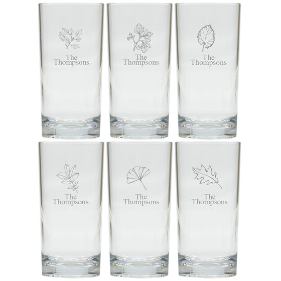 Fall Leaves Highball Glasses ~ Set of 6 ~ Personalized