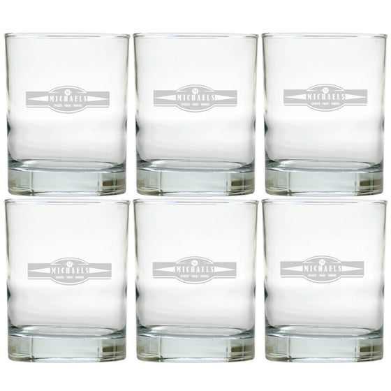 Sports, Food & Drinks Double Old Fashioned Glasses ~ Personalized ~ Set of 6
