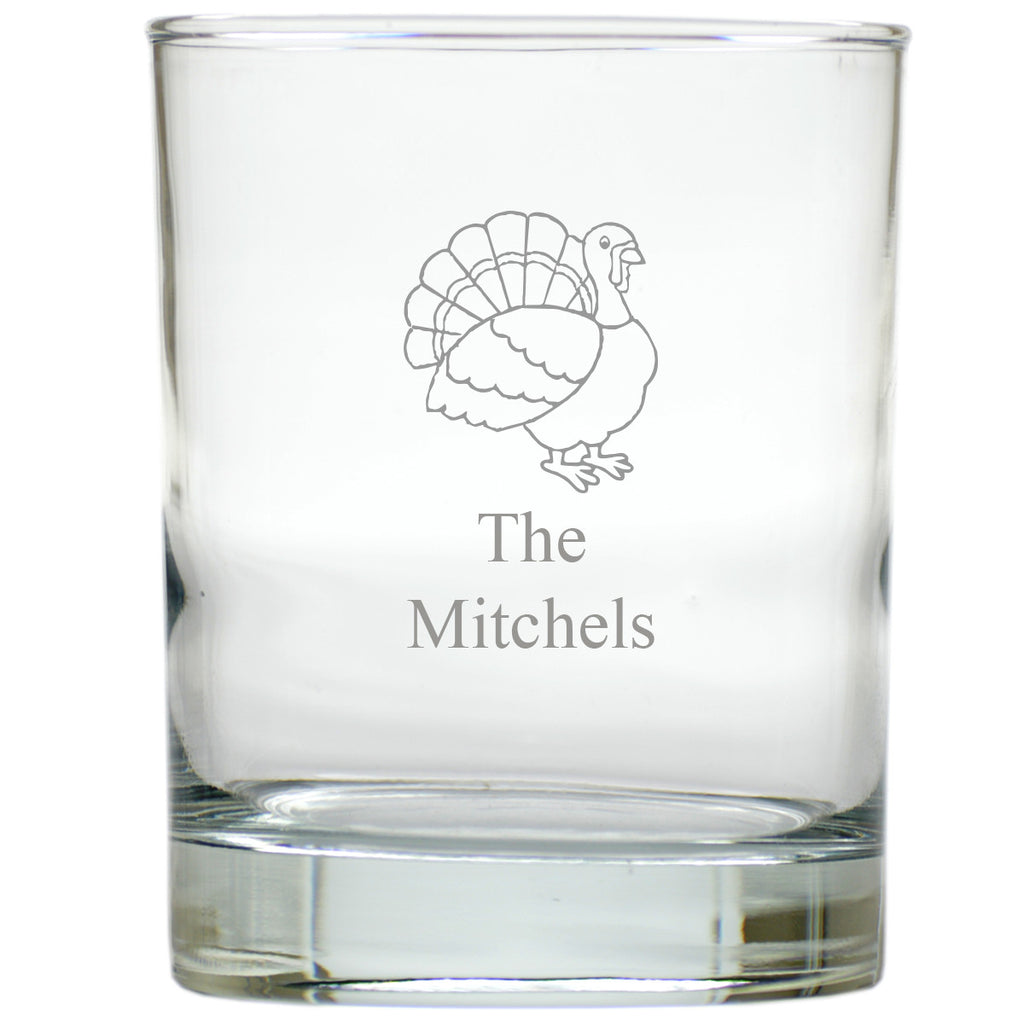 Turkey Double Old Fashioned Glasses ~ Personalized