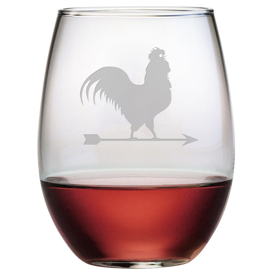Rooster Stemless Wine Glasses