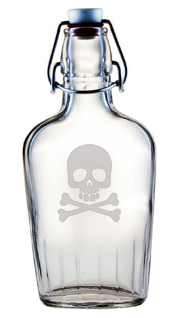 Skull and Crossbones Glass Flask