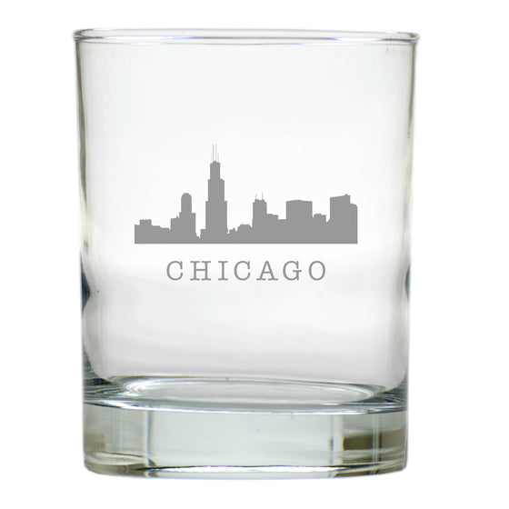 Chicago Skyline Double Old Fashioned Outdoor Glasses - Set of 4