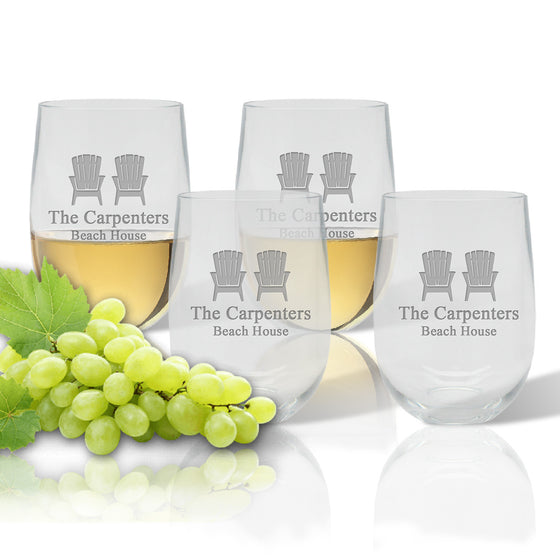 Adirondack Chairs Outdoor Acrylic Stemless Wine Glasses - Premier Home & Gifts