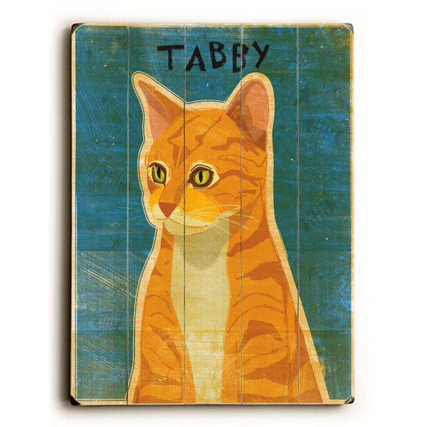 Tabby Cat - Orange Wood Sign