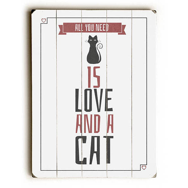 Love and a Cat Wood Sign