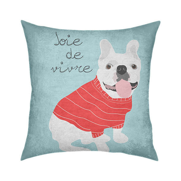 Bulldog Joie de Vivre Throw Pillow