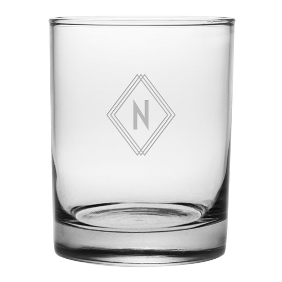 Diamond Initial Double Old Fashioned Glasses 