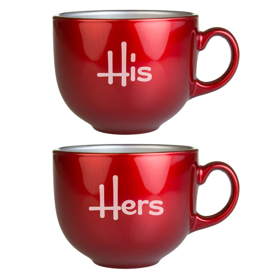 His & Hers Metallic Red Jumbo Coffee Mugs - Premier Home & Gifts