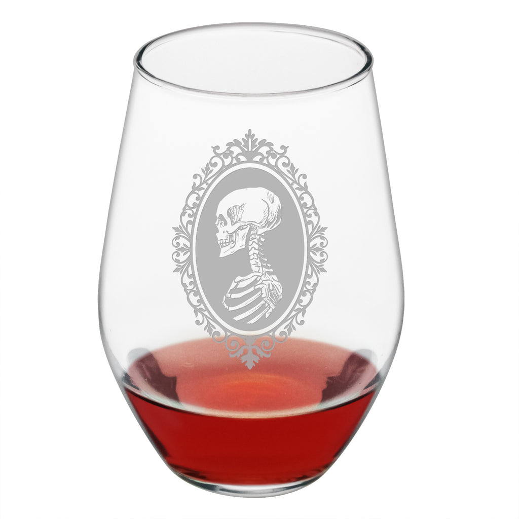 Skull Cameo Stemless Wine Glasses - Set of 4 | Premier Home & Gifts