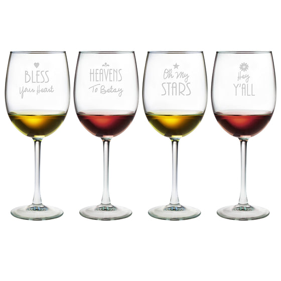 Southern Sayings Wine Glasses