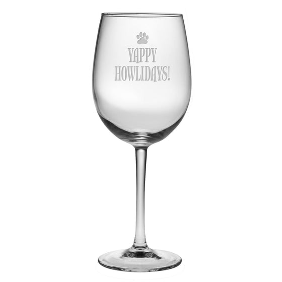 Yappy Howlidays Wine Glasses ~ Set of 4