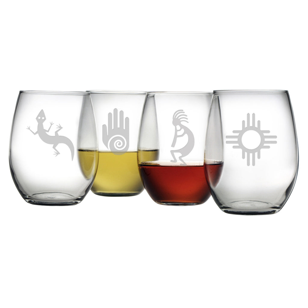Southwestern Designs Stemless Wine Glasses