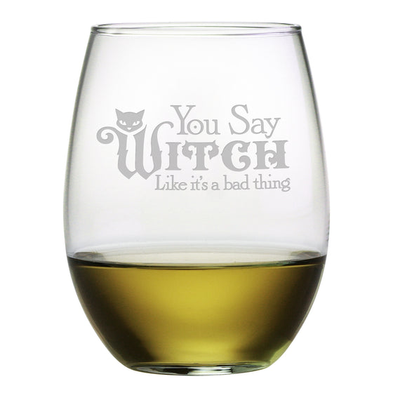 You Say Witch Stemless Wine Glasses - Set of 4 | Premier Home & Gifts