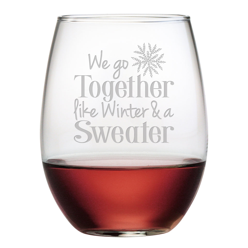 Winter and a Sweater Stemless Wine Glasses ~ Set of 4