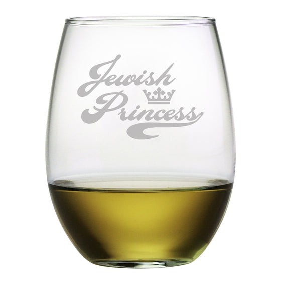 Jewish Princess Stemless Wine Glasses ~ Set of 4