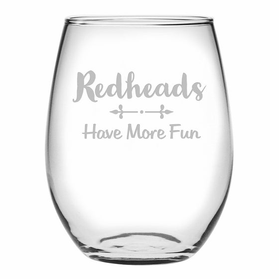 Have More Fun - Redheads Stemless Wine Glasses - Premier Home & Gifts