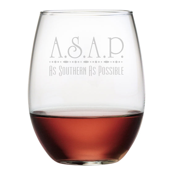 ASAP - As Southern As Possible Stemless Wine Glasses