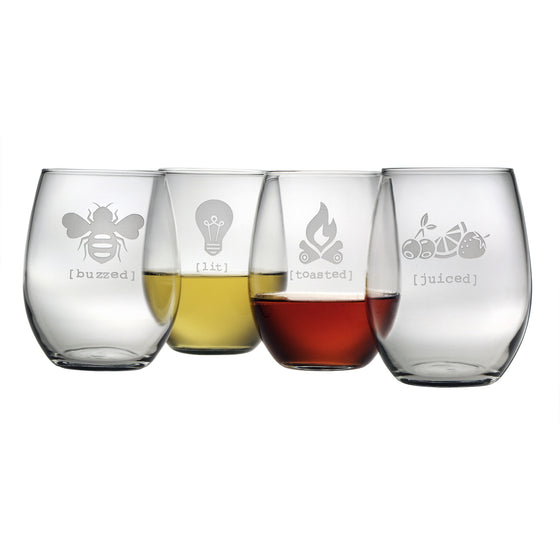 Tipsy Names Stemless Wine Glasses