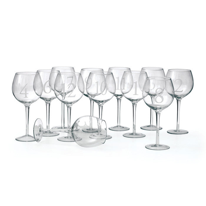 Numerology Wine Glasses ~ Set of 12