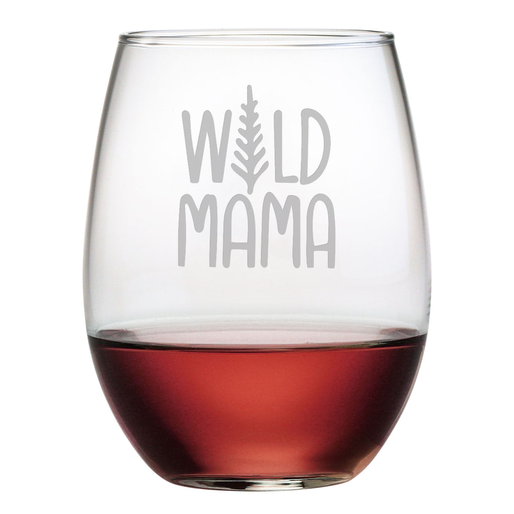 Wild Mama Stemless Wine Glasses