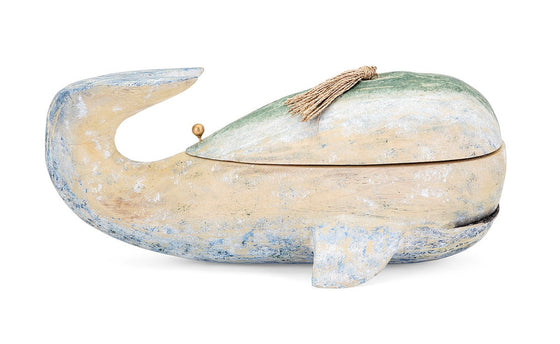 Jonah the Whale Carved Wood Decor - Ocean Beach Inspired Home Decor Accents