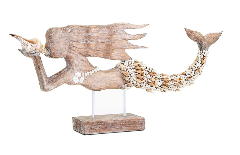 Mermaid Mosaic Shell Art - Ocean Beach Inspired Home Decor Accents